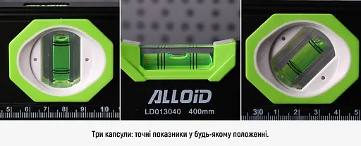 Уровень строительный Alloid Pro 3 капсулы с магнитом 40 см (LD-013040) - фото 2