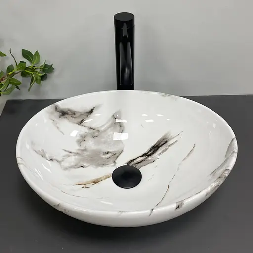 Умивальник VBI Parma carrara glossy накладний VBI-011025, Мармур - фото 1