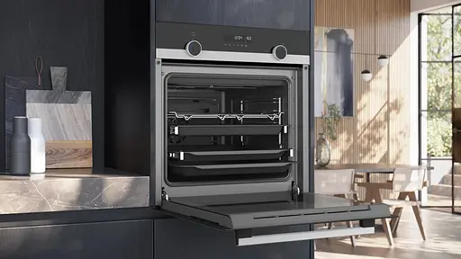 Духовой шкаф электрический Siemens 66 л A дисплей конвекция телескопические направляющие черный - фото 4