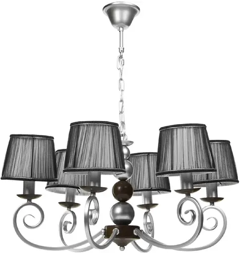 Люстра 90995, 6x40W, E14, метал хром./тканина