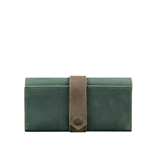 Шкіряне жіноче портмоне 3.0 зелене з коричневим - фото 7