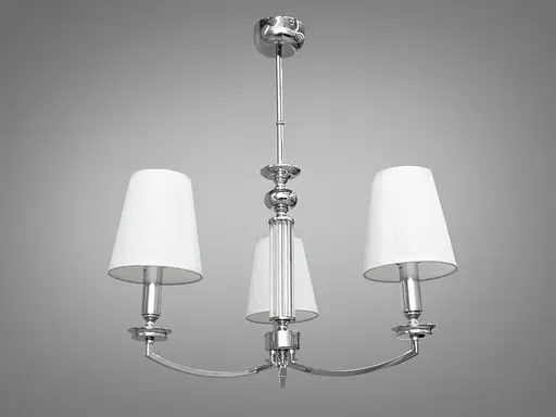 Люстра с тканевыми абажурами выполнена в классическом стиле на три лампы. - фото 2