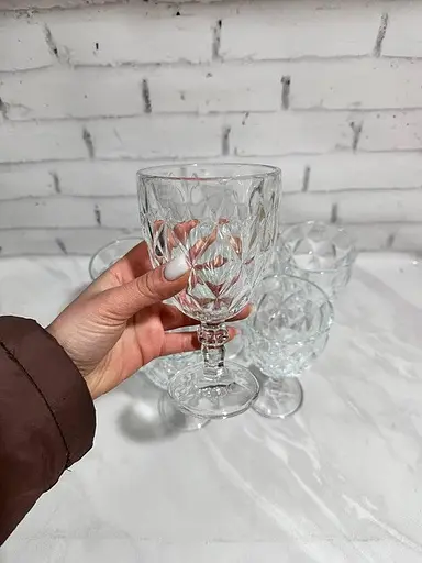 Набір келихів для вина JXCX Ромби 6шт Подарункові скляні фужери для коктейлів 260мл Прозорий - фото 5