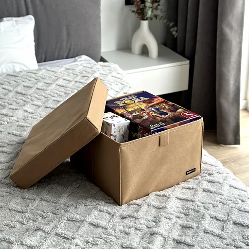 Кофр для зберігання речей та іграшок з кришкою 30*30*20 см (бежевий) - фото 4