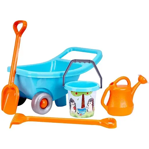 Детский набор для песка Technok Toys 4265 с крепкой тачкой и игрушечными инструментами