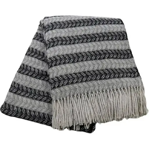 Плед вовняний Vladi Метро Spire 200х220 білий-дим-темно-сірий (202002) - фото 1