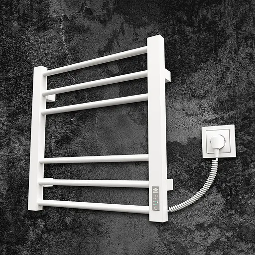 Электрический полотенцесушитель Kosser Стэп 500x500 ER тайм. белый ДСТ01ERW, Белый матовый, Правое - фото 1