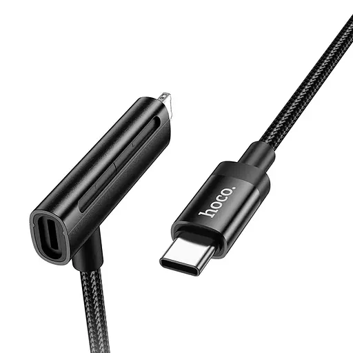 Дата кабель Hoco U135 Incredible 2in1 Type-C to Lightning/Type-C (1m) Black - фото 2