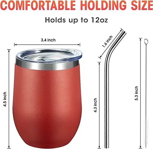 Комооо. - Стакан для вина из нержавеющей стали на 12 унций с крышкой, дорожная кружка с двойными стенками и вакуумной изоляцией - фото 2