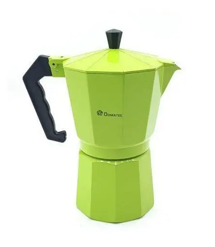 Гейзерная турка кофеварка для плиты из алюминия Domatec DT-2709 на 9 чашек кофейник гейзерного типа Салатовая - фото 1