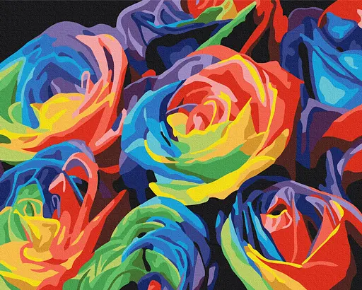 Картина за номерами на підрамнику Brushme Райдужні троянди