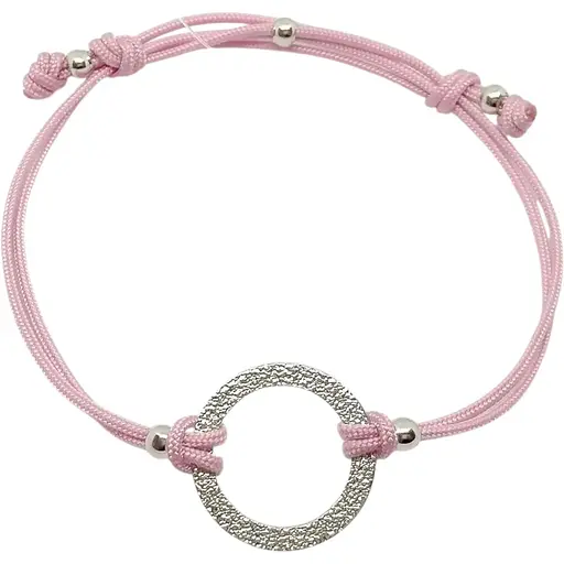 Браслет из текстиля Qvaliz с серебряными вставками. 905-00988 Розовый