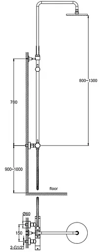 Душова система Kohlman Axel chrome з термостатом QW273A, Хром - фото 2
