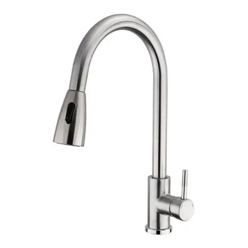 Смеситель для мойки Zegor SAP4-H090 с выдвижным аэратором Нержавеющая сталь 30412 - фото 1