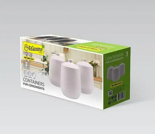 Набір із 3-х керамічних баночок Maestro MR-20002-03CS ємності для сипучих продуктів Білі - фото 5