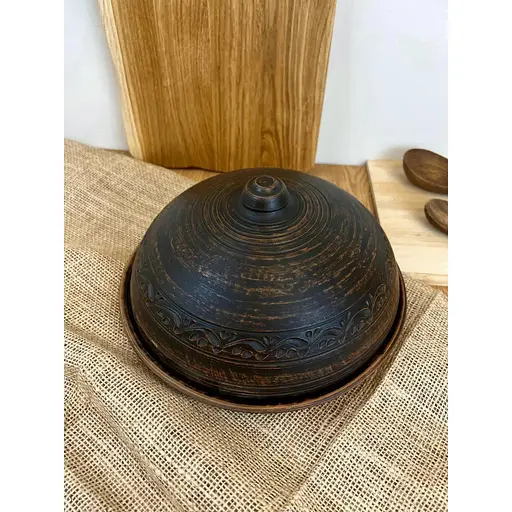 Тарілка для млинців керамічна (глиняна) різьблена Декор 3 л  - фото 3