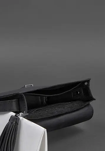 Шкіряна жіноча бохо-сумка Лілу чорна Crazy Horse - фото 4