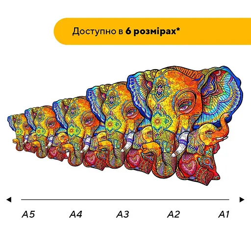 Пазл деревяний Сімя Слоників, А5, Деревяна коробка 35 елементів - фото 2
