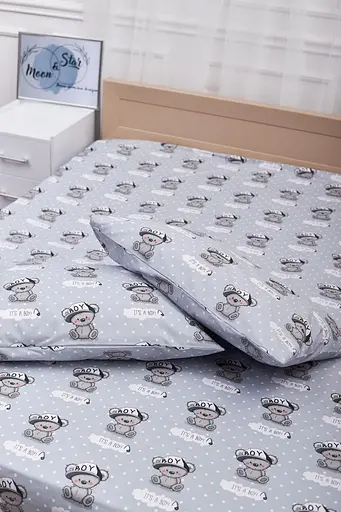 Комплект постельного белья Moon&Star Бязь Gold Люкс Teddy Boy полуторный 143х210 наволочки 2х40х60 - фото 6