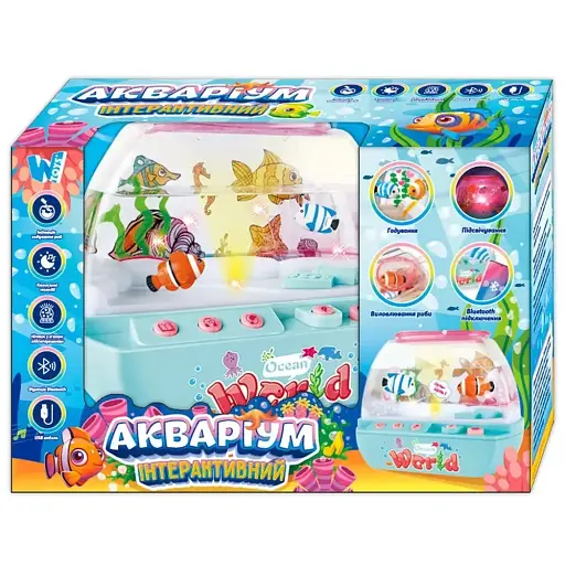 Музыкальный аквариум TK Group, озвученный на украинском языке, интерактивный, Bluetooth, ночник (в ассортименте) - фото 2