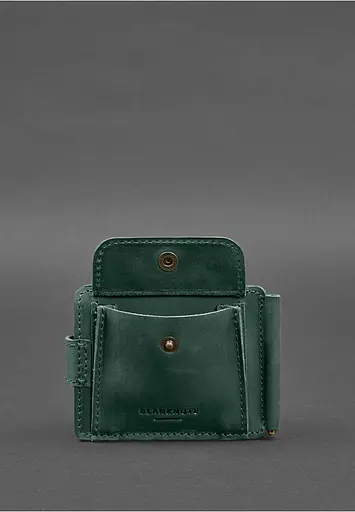 Кожаный портмоне 13.1 зажим с хлястиком Зеленый Crazy Horse - фото 7