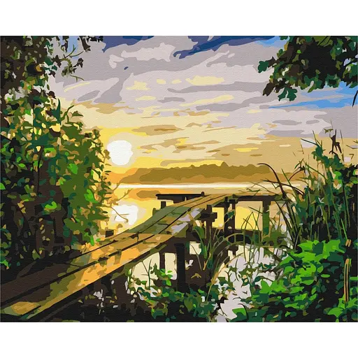 Картина по номерам на подрамнике Brushme Закат на реке
