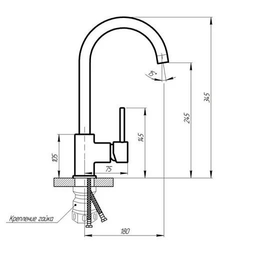 Змішувач для кухні Lidz 12 32 015F-8 Никель - фото 2