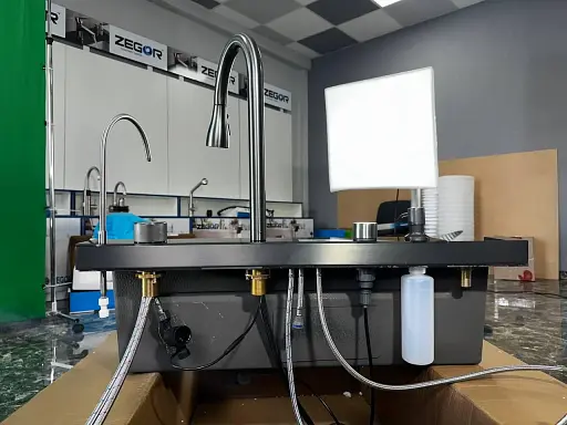 Мойка кухонная Zegor два водопада/смеситель/кран/дозатор/ринзер 750х460х210 мм ML-7035PT/KMO4-A030 30412 - фото 8