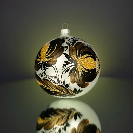 Набір ялинкових прикрас Різдвяні історії Петриківка золотий скло (4820001165425) - фото 2