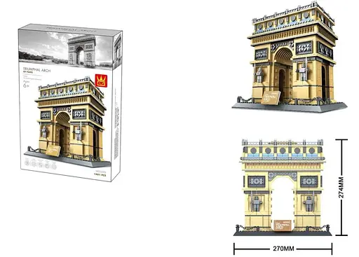 Конструктор Архитектура Wange 3D Триумфальная арка Париж Arc de Triomphe Paris 5223 для детей и взрослых 1391 деталь - фото 3