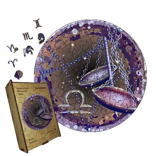 Пазл деревянный Знак Зодиака Весы, А1, Деревянная коробка 500+ элементов