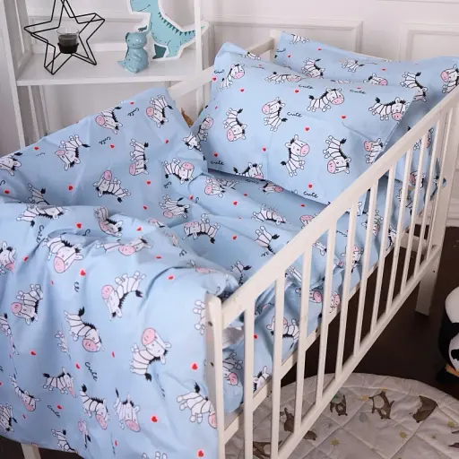 Наволочка MirSon Бязь Kids Time 20-0037 Cute blue zebra 50х70 см блакитна (2200009639623) - фото 3