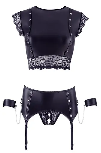 Комплект Cottelli Collection Bondage Top and Suspender Briefs S чорний - фото 6