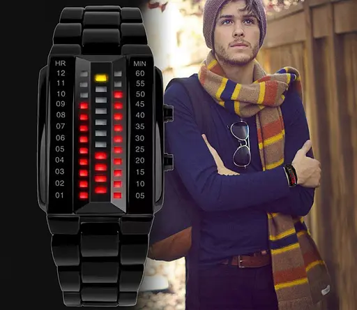 Унікальний бінарний чоловічий годинник Skmei 1035 (Чорний) - фото 2