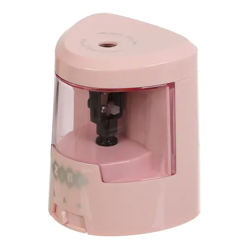 Точилка для карандашей, автоматическая, с контейнером, розовая