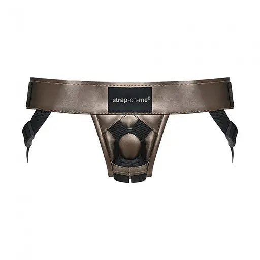 Трусы для страпона Strap-On-Me Leatherette Harness Curious OS серый - фото 3