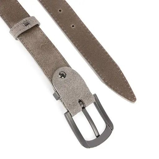 Ремінь жіночий замшевий JK-3049 сірий зі срібною пряжкою (105 см) - фото 4