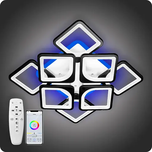 Люстра світлодіодна 517 Dlight 3color з пультом 130Вт Чорний (02039) - фото 1