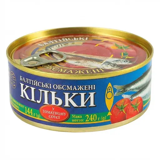 Кильки Riga Gold Рижское золото балтийские обжаренные в томатном соусе 240 г (838971)