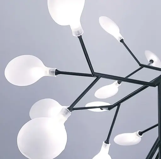 Сучасна каскадна листова люстра в чорному кольорі на 27 ламп Line.F Колір плафона Прозорий - фото 2