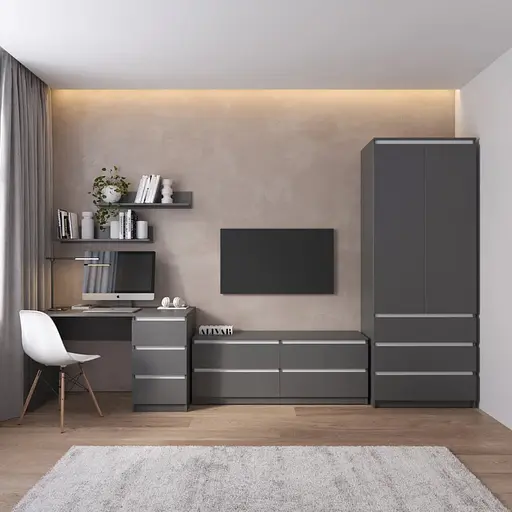 Комплект меблів у вітальню VAYS шафа R-9, тумба R-6, стіл R-1, полиці М-22 - фото 2