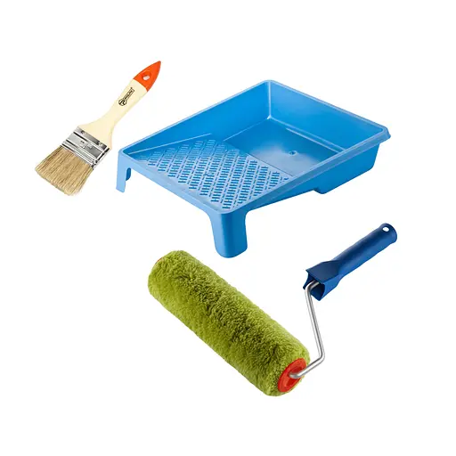 Валик "Сінтекс" 250х48 мм з ручкою, ванночка і пензлик "Стандарт" Polax (770-285) - фото 1