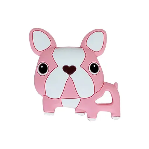 Силиконовый прорезыватель "Бульдожка" Mega Zayka MGZ-0414(Pink) розовый, 8х1х8 см - фото 1