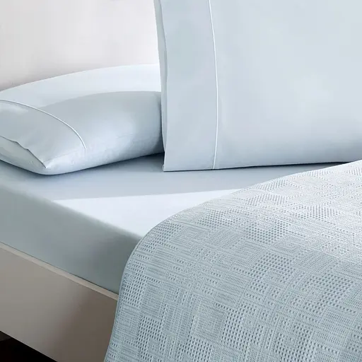 Постельное белье с жаккардовым покрывалом-пике Vignes Blue / простыня на резинке Tac pbe0051416 - фото 3