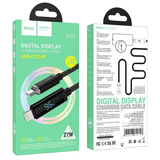 Дата кабель Hoco U127 Power Type-C to Lightning (1.2m) Black - фото 5