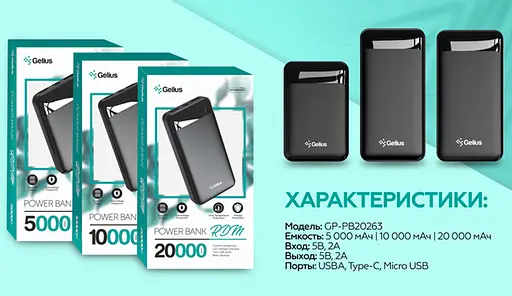 Найшвидший зовнішній акумулятор Gelius 10000 мач Power Bank RDM - фото 5