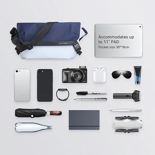 Вместительная сумка через плечо женская Mark Ryden MR2819 с отделением под планшет 11, Серо-синий - фото 2