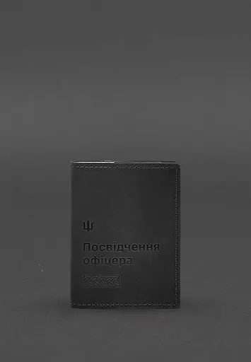 Кожаная обложка для удостоверения офицера 9.2 черная Crazy Horse - фото 2