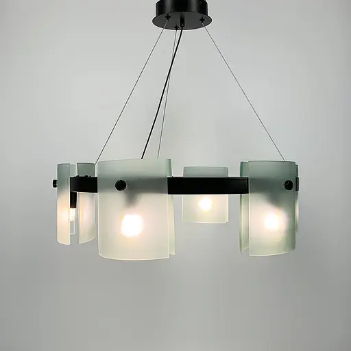 Люстра-кольцо в черном корпусе с матовыми пластинами Ø60 см Ст. D 3903/6 BK+WT | Line F - фото 3