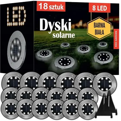 Светильники уличные дисковые лампы на солнечной батарее Red Garden 8LED 18 шт